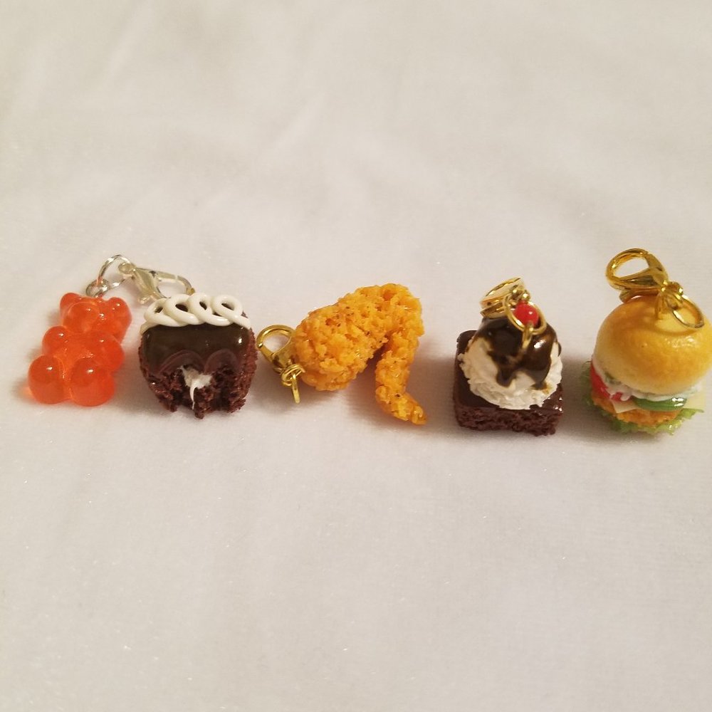 Brand New Lot of 5 Miniature Handmade Food Charms